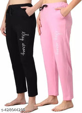 Cotton printed calf-length pyjama pack of 2 for women's casual sleepwear and lounge wear with stylish pockets and elasticated waistband, India origin
